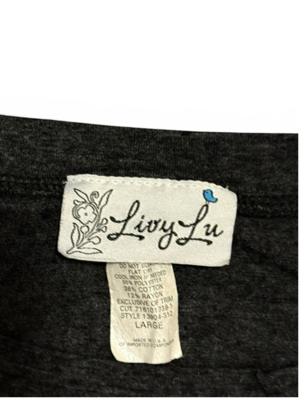 LivyLu Women’s Oklahoma Ruffle Sleeve Graphic Tee Sz L Charcoal Heather Gray OSU - Picture 3 of 8